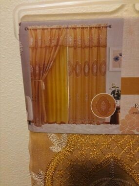 Stellah Gold Embroidered Window Curtain Panel